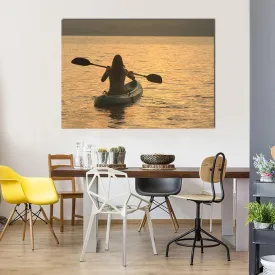 Kayaking At Sunrise Canvas Wall Art