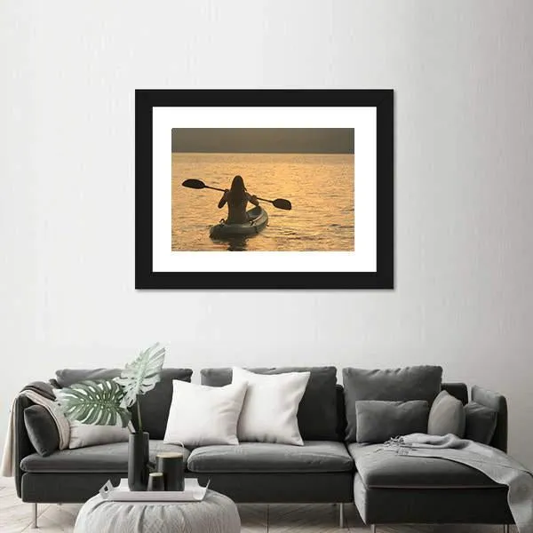 Kayaking At Sunrise Canvas Wall Art