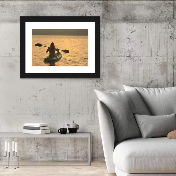 Kayaking At Sunrise Canvas Wall Art