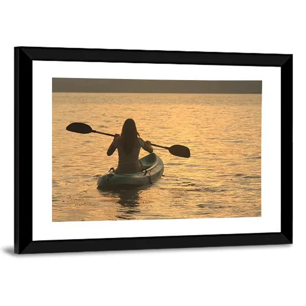 Kayaking At Sunrise Canvas Wall Art