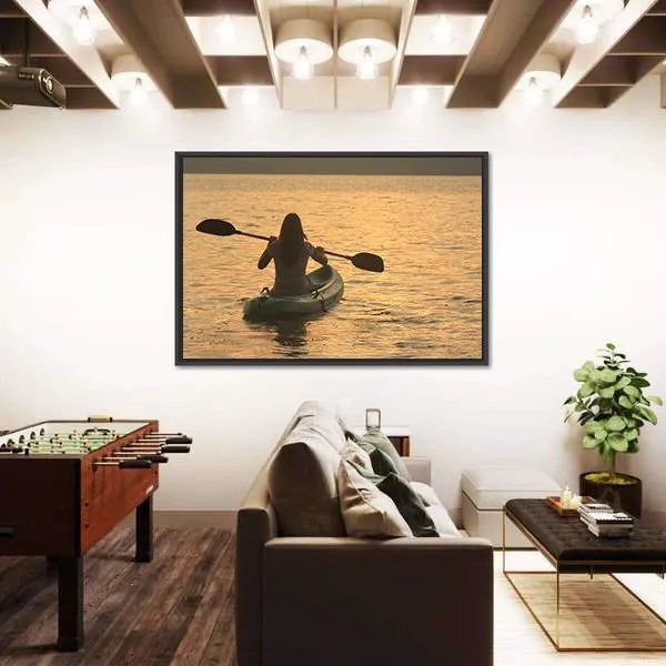 Kayaking At Sunrise Canvas Wall Art