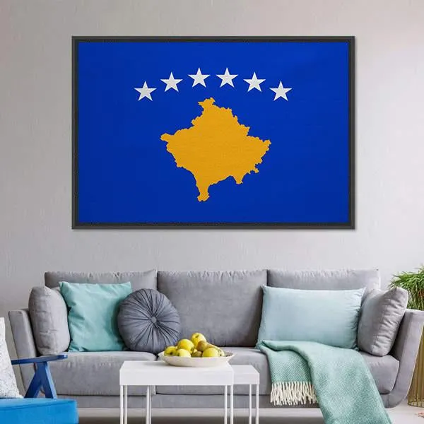 Kosovo Flag Canvas Wall Art