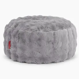 Large Round Pouffe - Bubble Faux Fur Grey