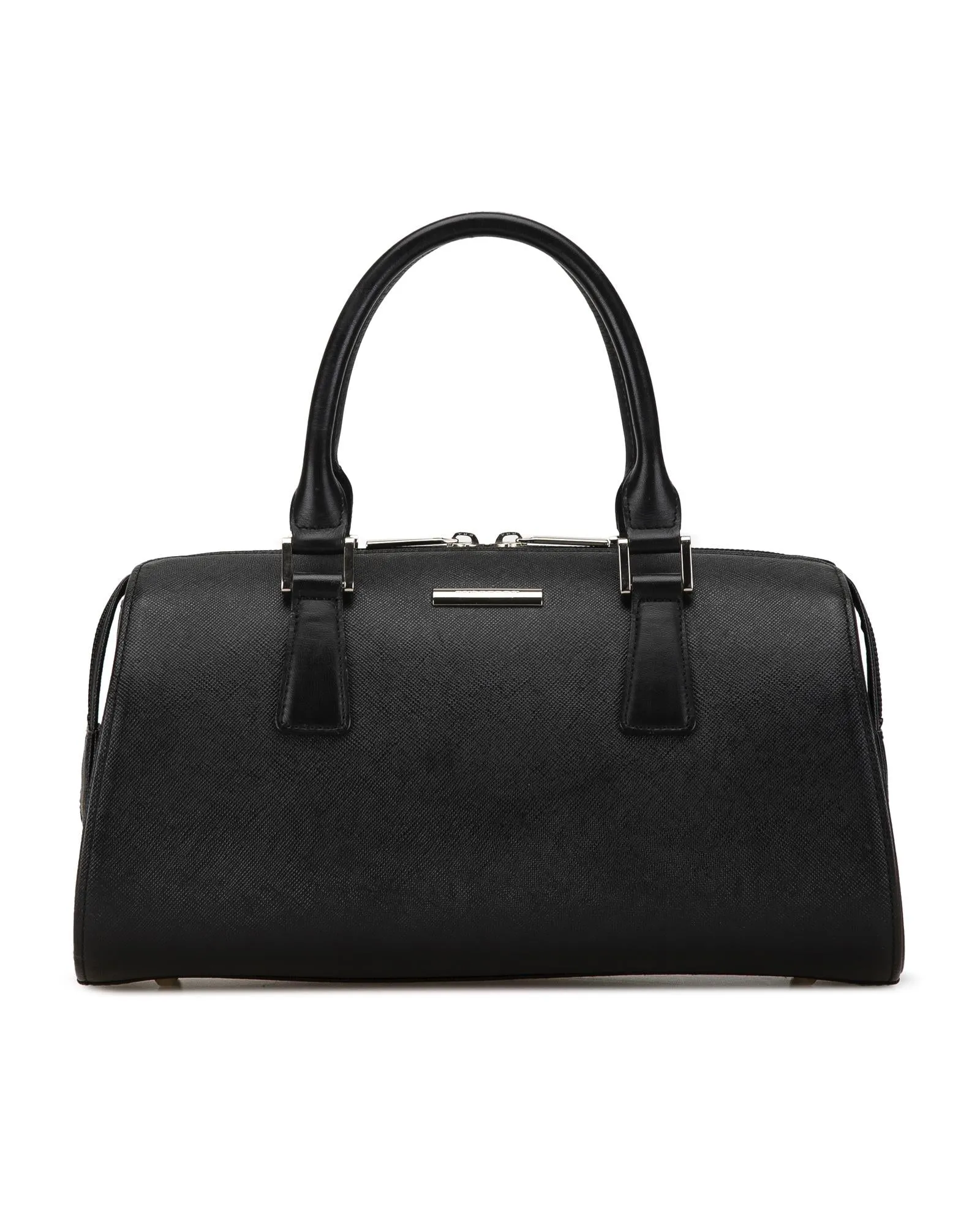 Leather Handbag with Rolled Handles and Interior Pockets