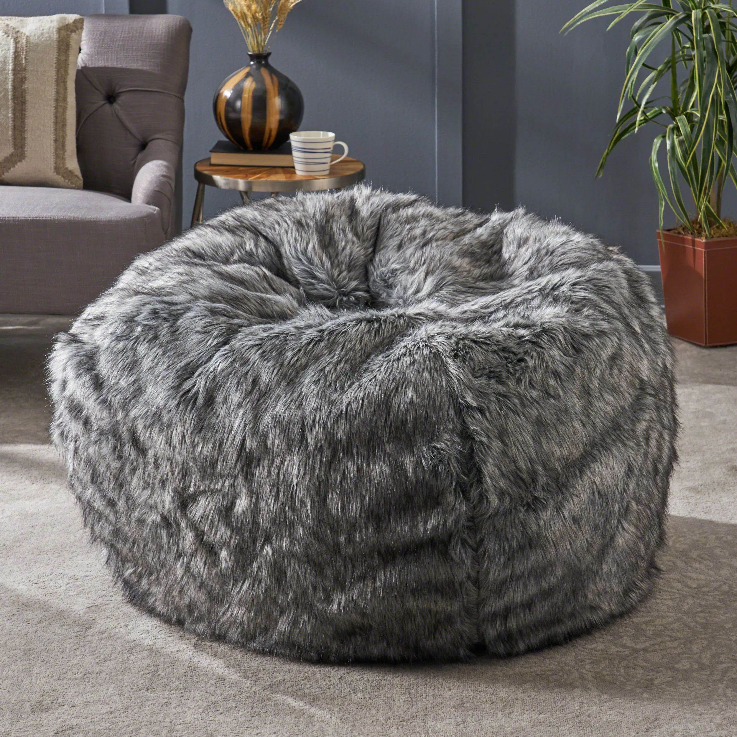 Leslie Modern 3 Foot Faux Fur Bean Bag Cover