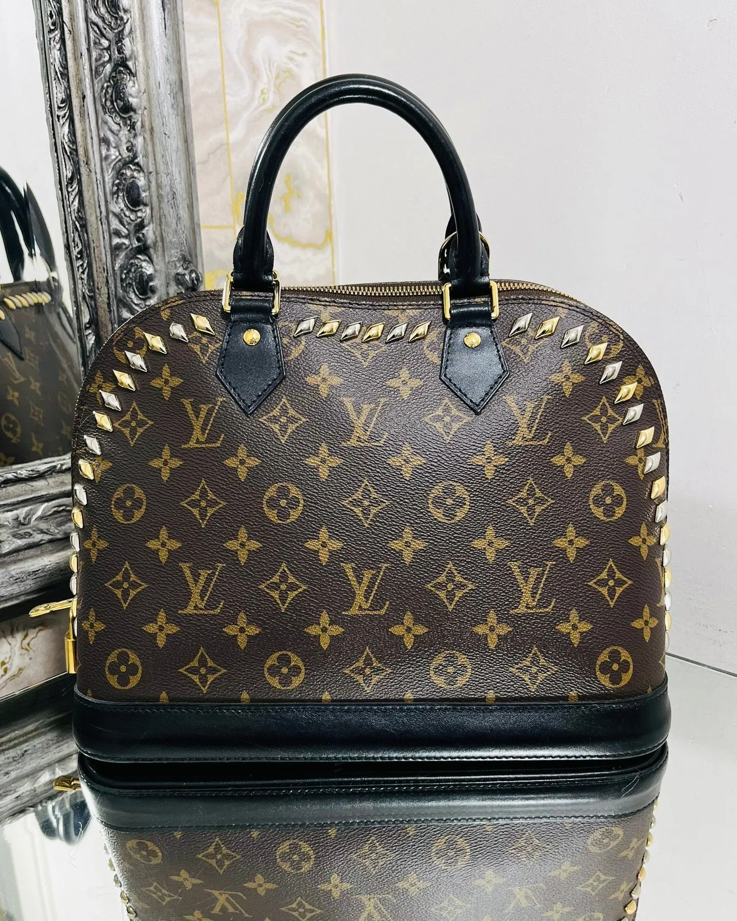 Louis Vuitton Cruise Runway Monogram Macassar Studded Alma Bag