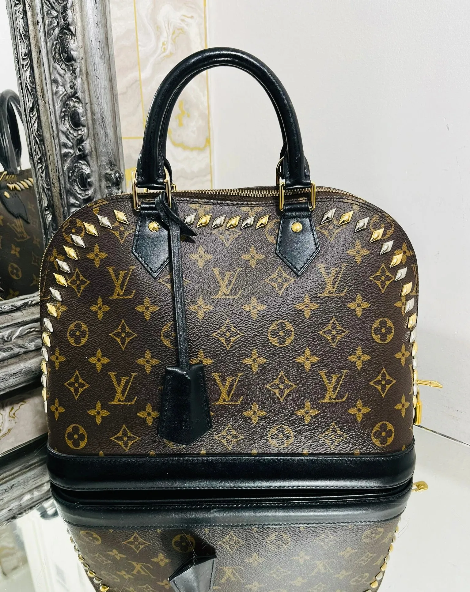 Louis Vuitton Cruise Runway Monogram Macassar Studded Alma Bag