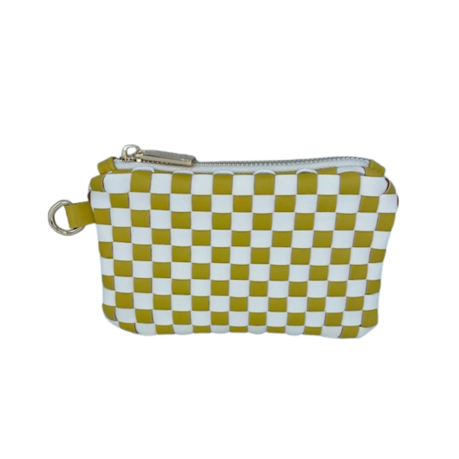 Mini Coin Wallet/Wristlet: Golden Palm Check