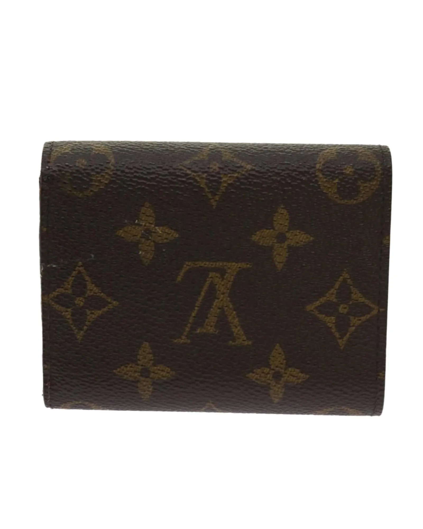 Monogram Trifold Canvas Wallet with Printed Initials and Loose Clasp Button