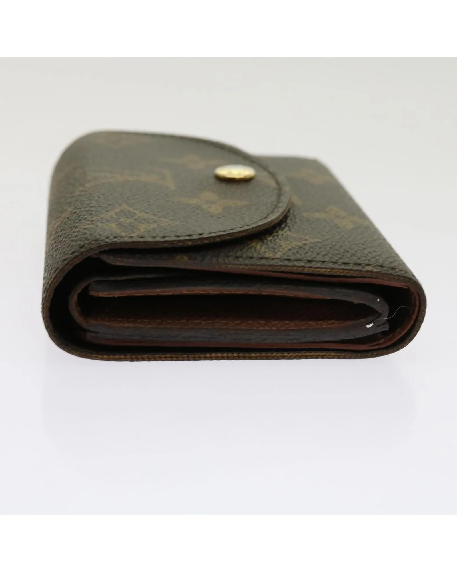 Monogram Trifold Canvas Wallet with Printed Initials and Loose Clasp Button