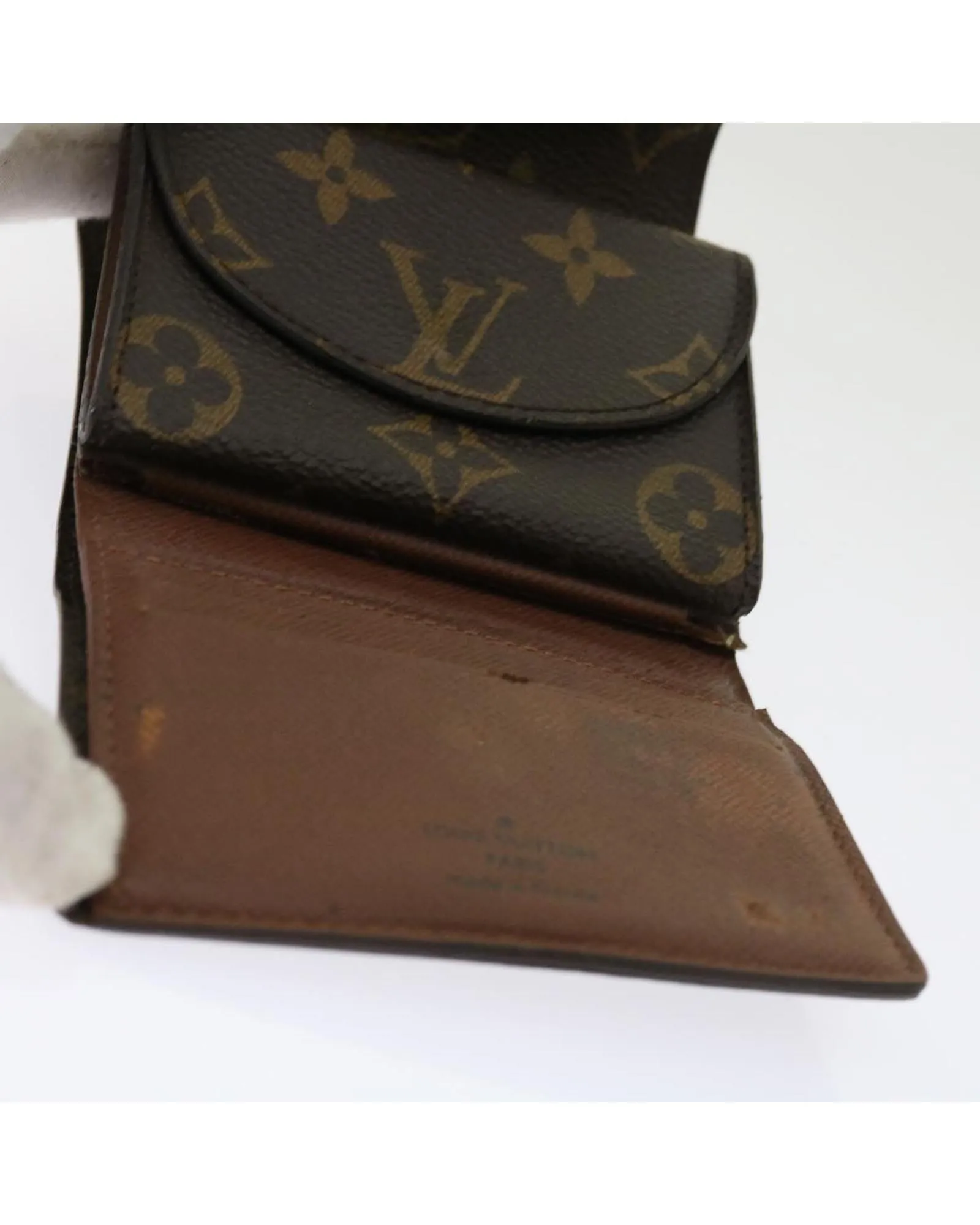 Monogram Trifold Canvas Wallet with Printed Initials and Loose Clasp Button