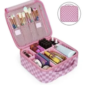 Professional cosmetic case with dividers - Women Nylon Makeup Case Organizer with Adjustable Dividers