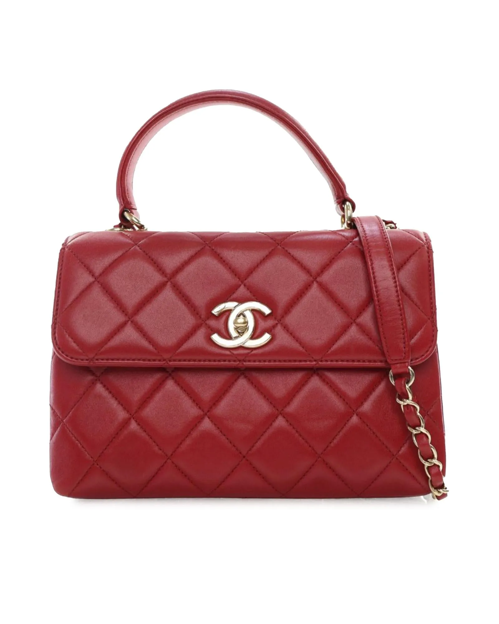 Quilted Lambskin Flap Satchel with Chain Strap