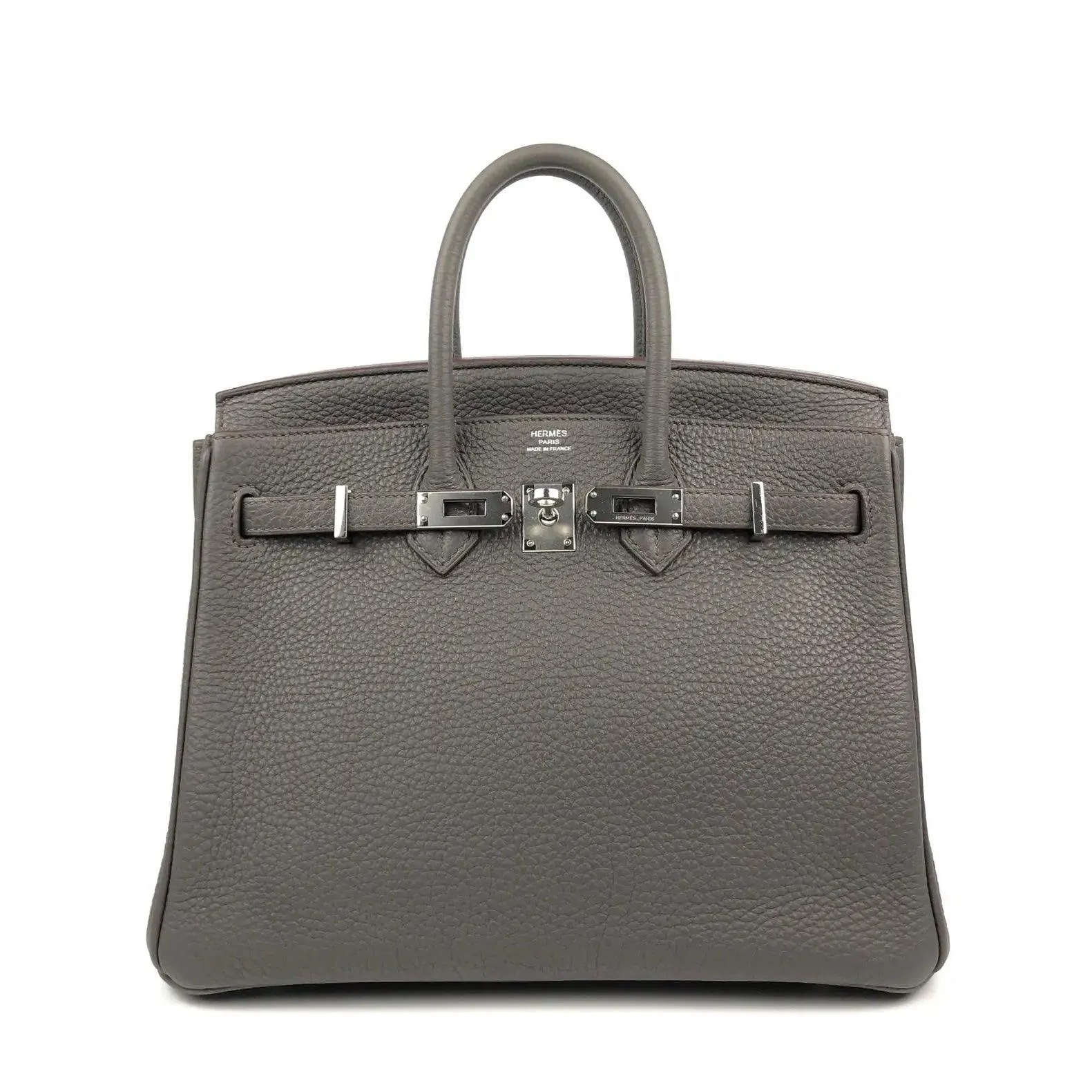 Rare HERMES Birkin 25 Etain Gray Togo Leather Bag