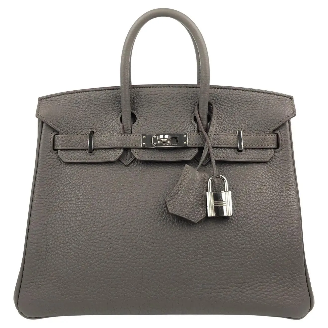 Rare HERMES Birkin 25 Etain Gray Togo Leather Bag