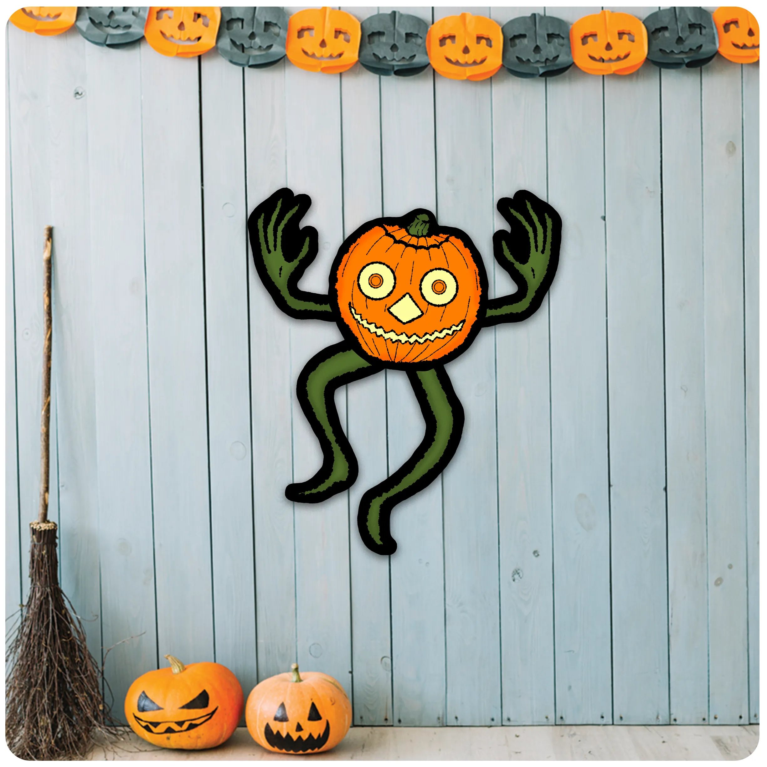 Retro Inspired Classic Hallowe'en Jointed Jack-o-Lantern Man Cutout