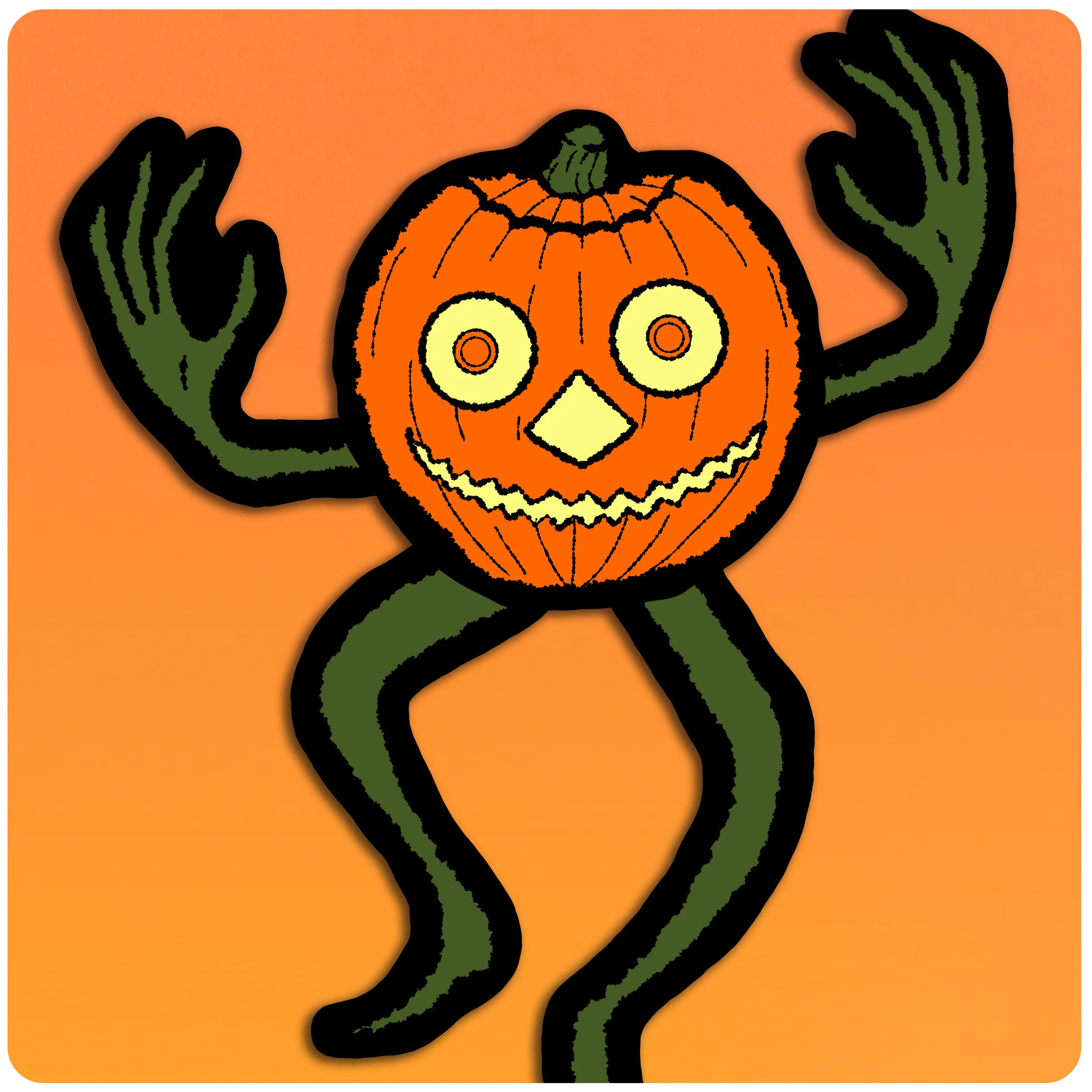 Retro Inspired Classic Hallowe'en Jointed Jack-o-Lantern Man Cutout