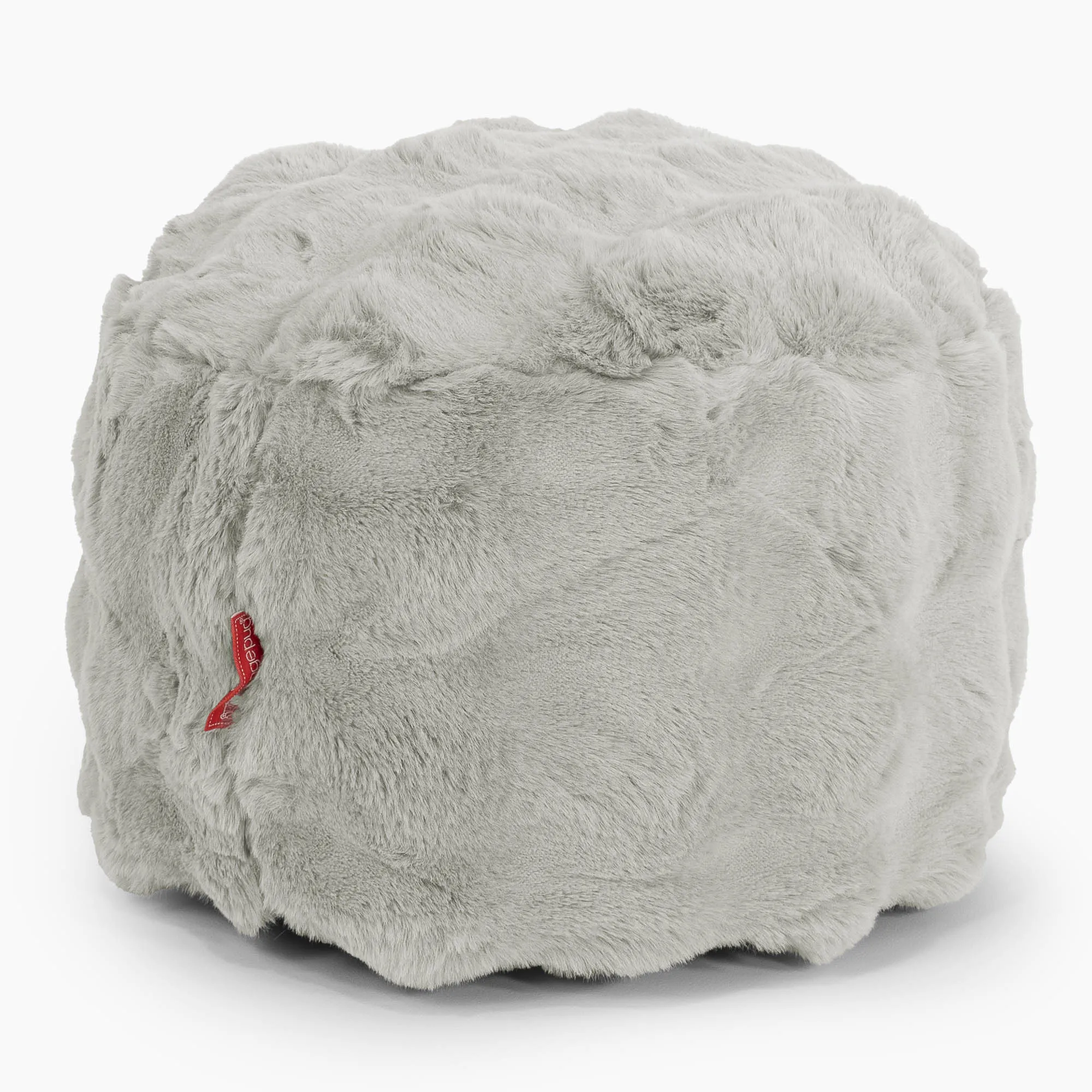 Small Round Footstool - Bubble Faux Fur Sage Green