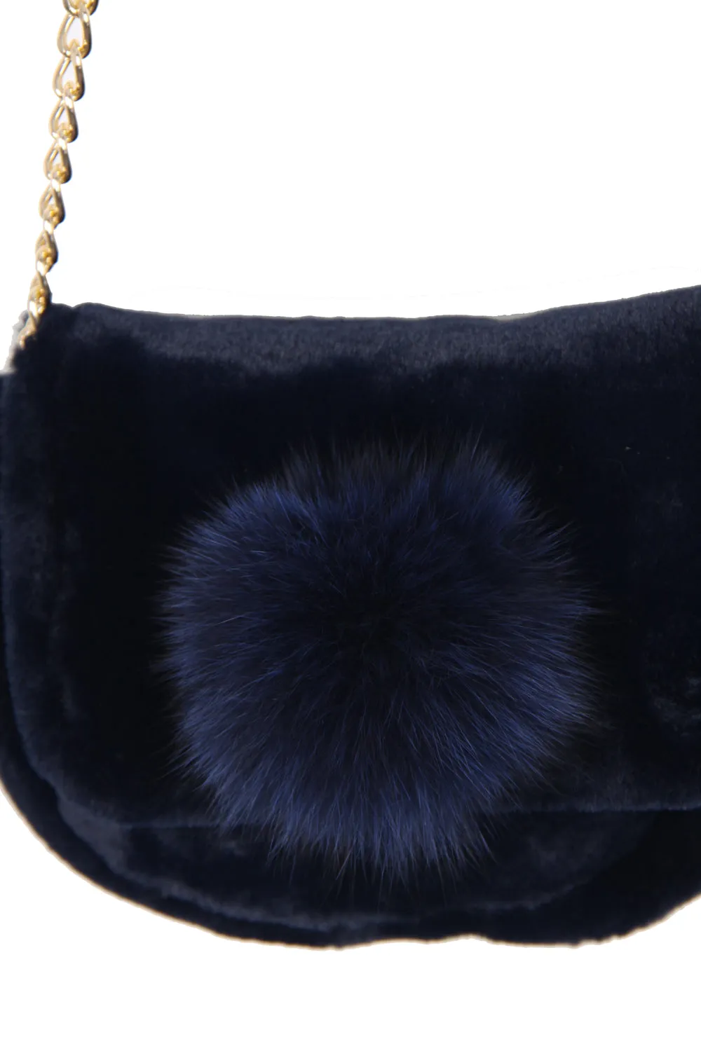 Soft Fur Pom Pom Cross Body bag with chain strap