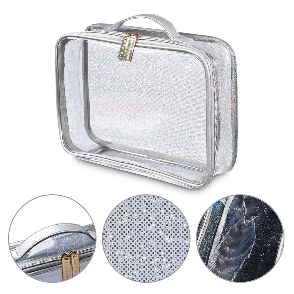 TheLAShop Glitter Clear Makeup Bag Set(2x) Waterproof