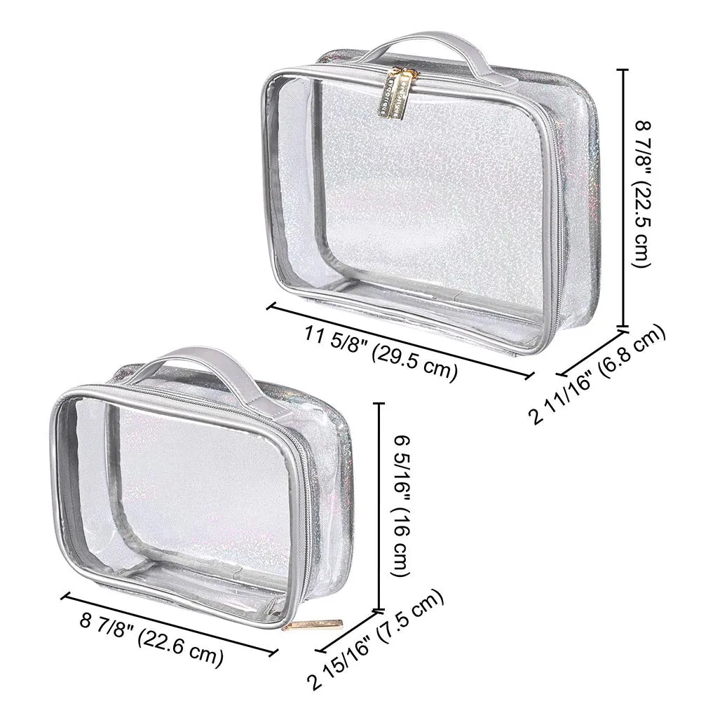 TheLAShop Glitter Clear Makeup Bag Set(2x) Waterproof