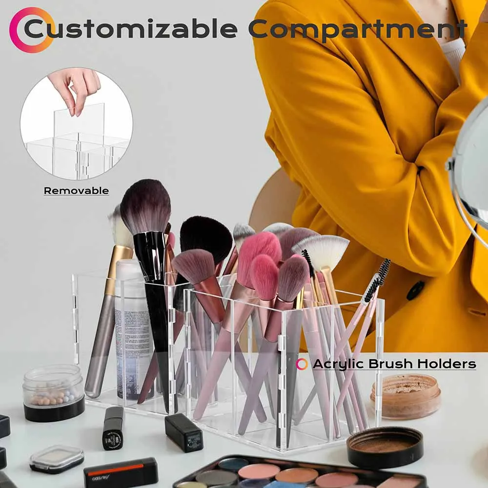 TheLAShop Makeup Case with Acrylic Makeup Brush Holder